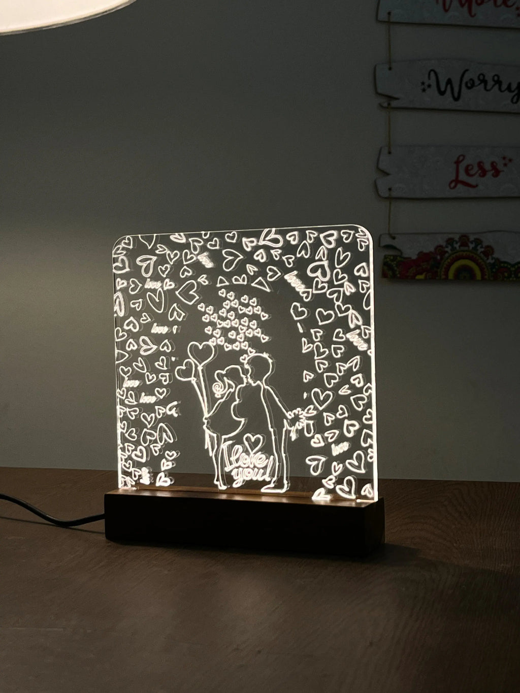 Love Couple acrylic 3D lamp Acrylic Night Lamp For Home/Bedroom/Gift - Harshita Craft