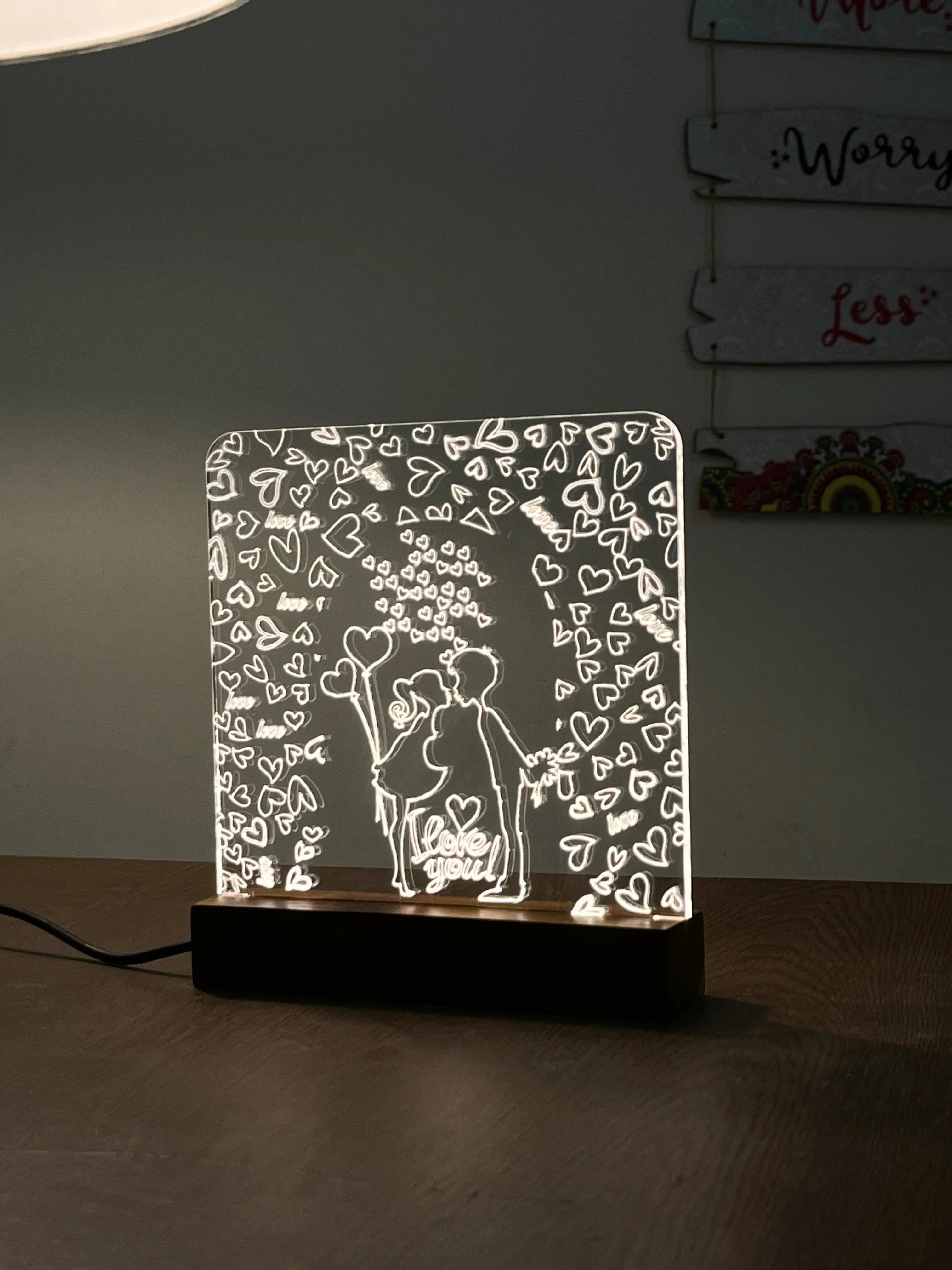 Love Couple acrylic 3D lamp Acrylic Night Lamp For Home/Bedroom/Gift - Harshita Craft