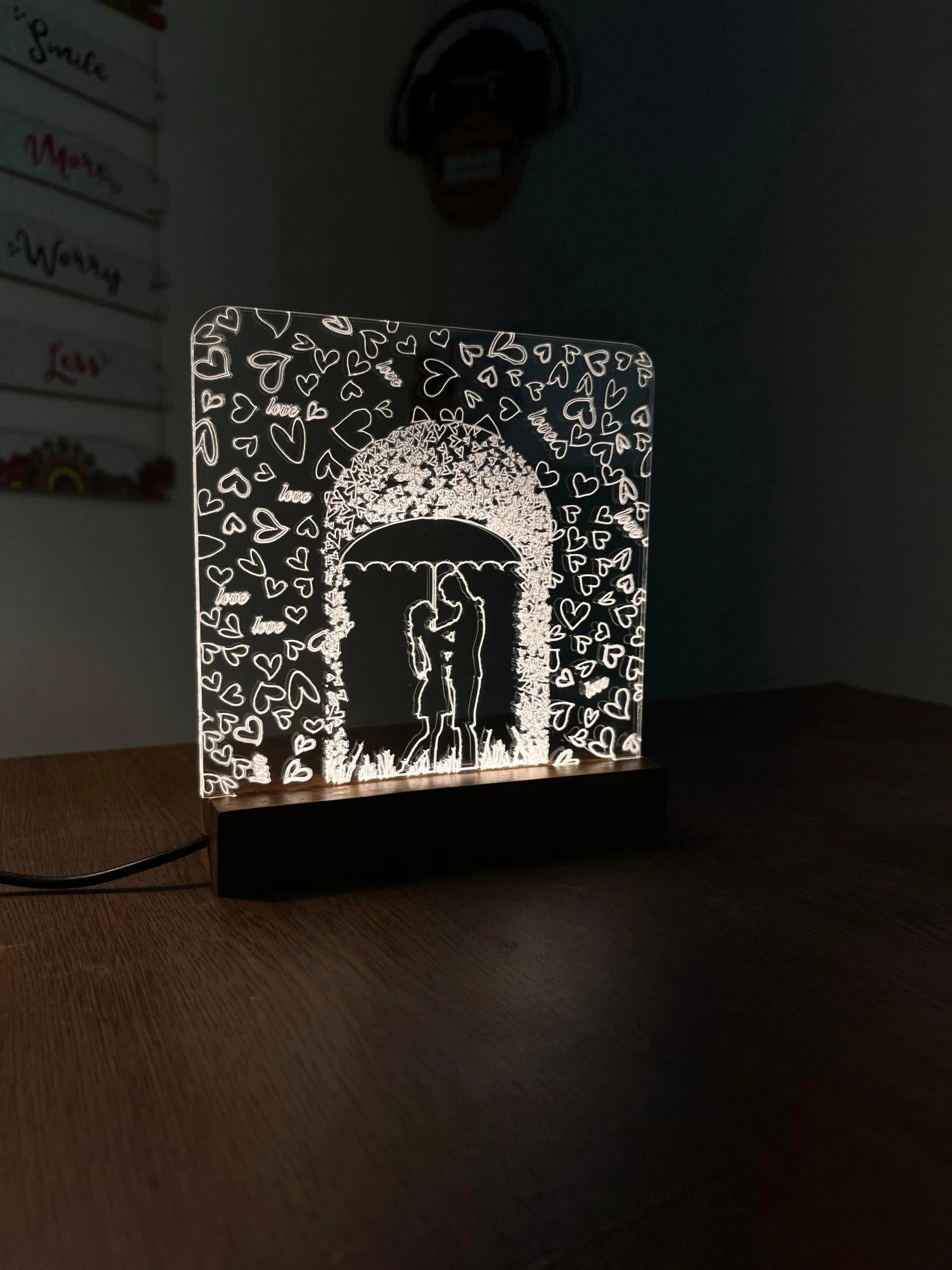 Love Couple acrylic 3D lamp Acrylic Night Lamp For Home/Bedroom/Gift - Harshita Craft