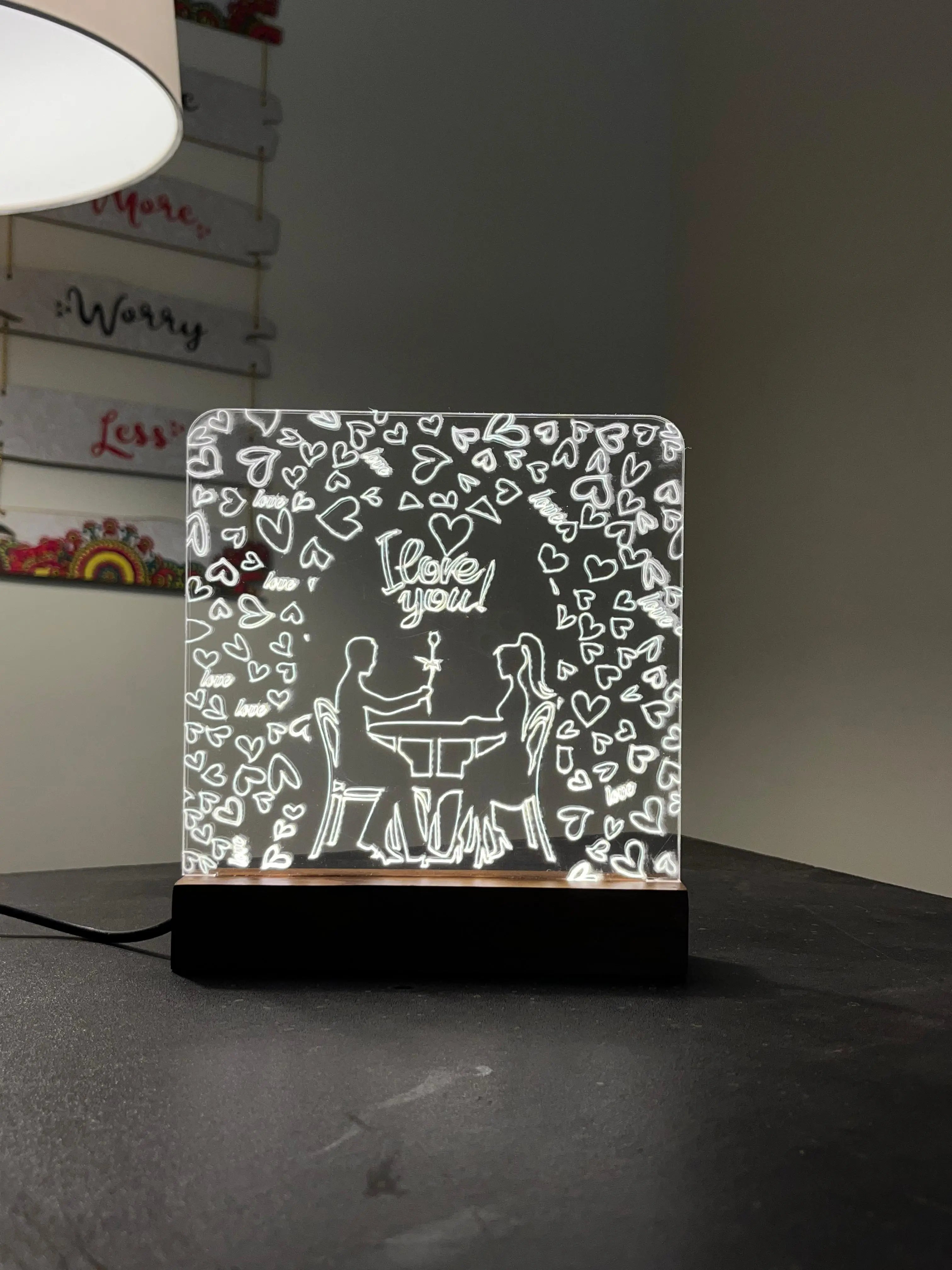 Love Couple acrylic 3D lamp Acrylic Night Lamp For Home/Bedroom/Gift - Harshita Craft