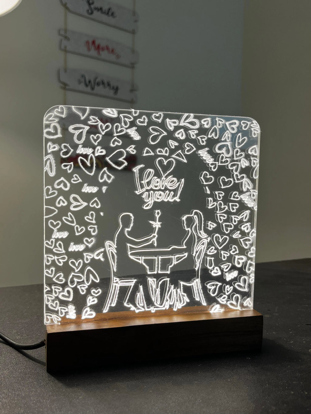 Love Couple acrylic 3D lamp Acrylic Night Lamp For Home/Bedroom/Gift - Harshita Craft