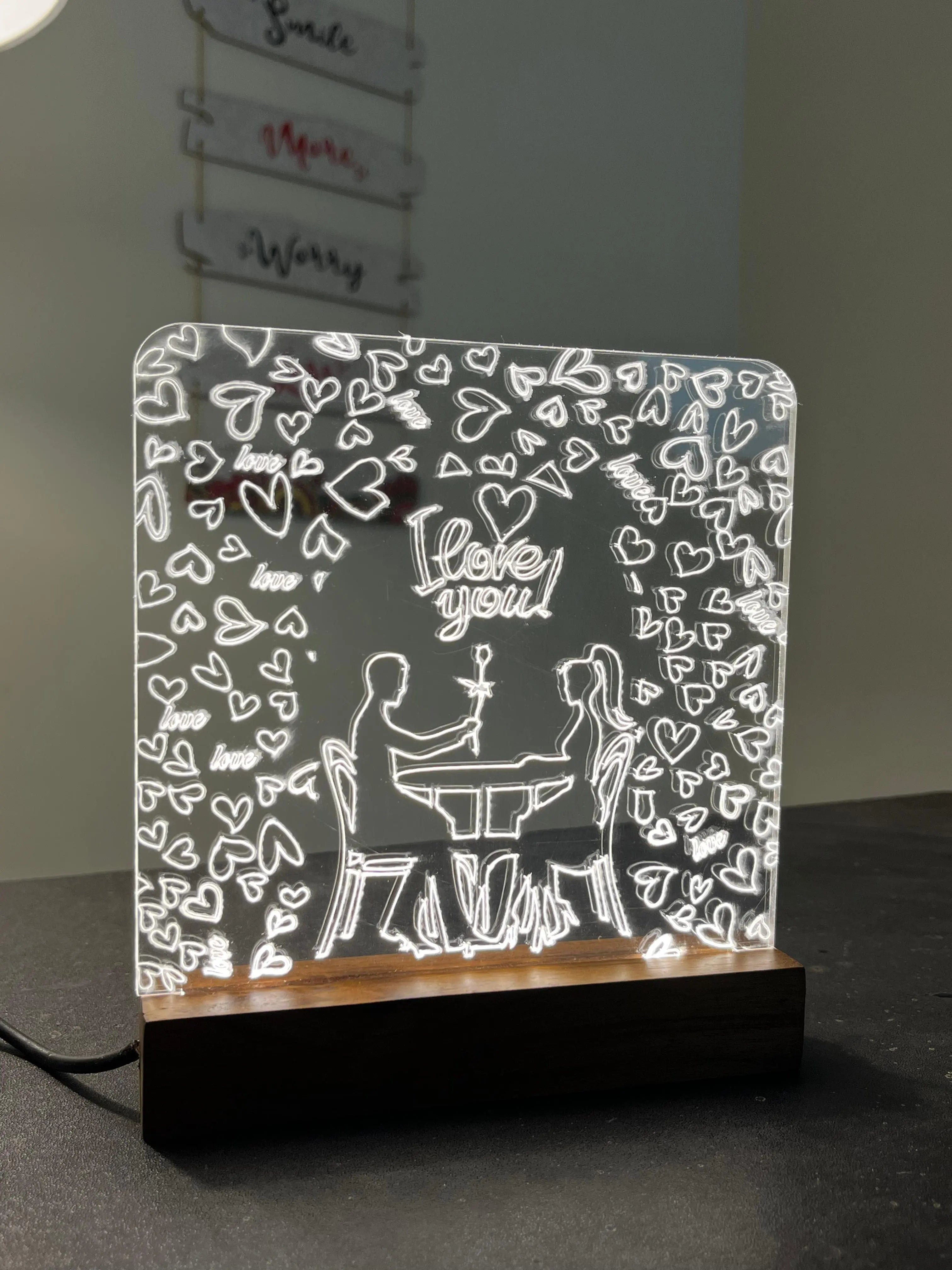 Love Couple acrylic 3D lamp Acrylic Night Lamp For Home/Bedroom/Gift - Harshita Craft