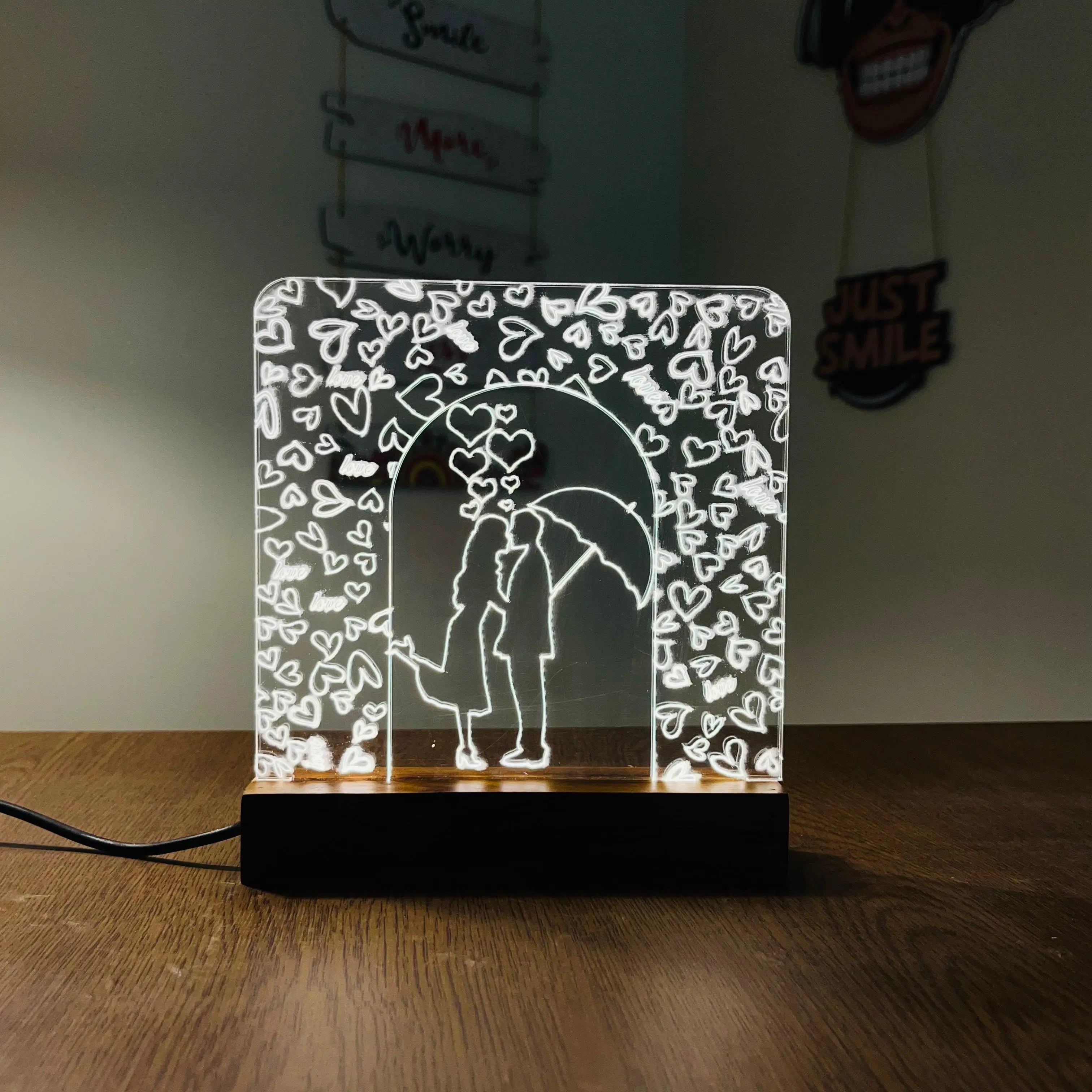 Love Couple acrylic 3D lamp Acrylic Night Lamp For Home/Bedroom/Gift - Harshita Craft