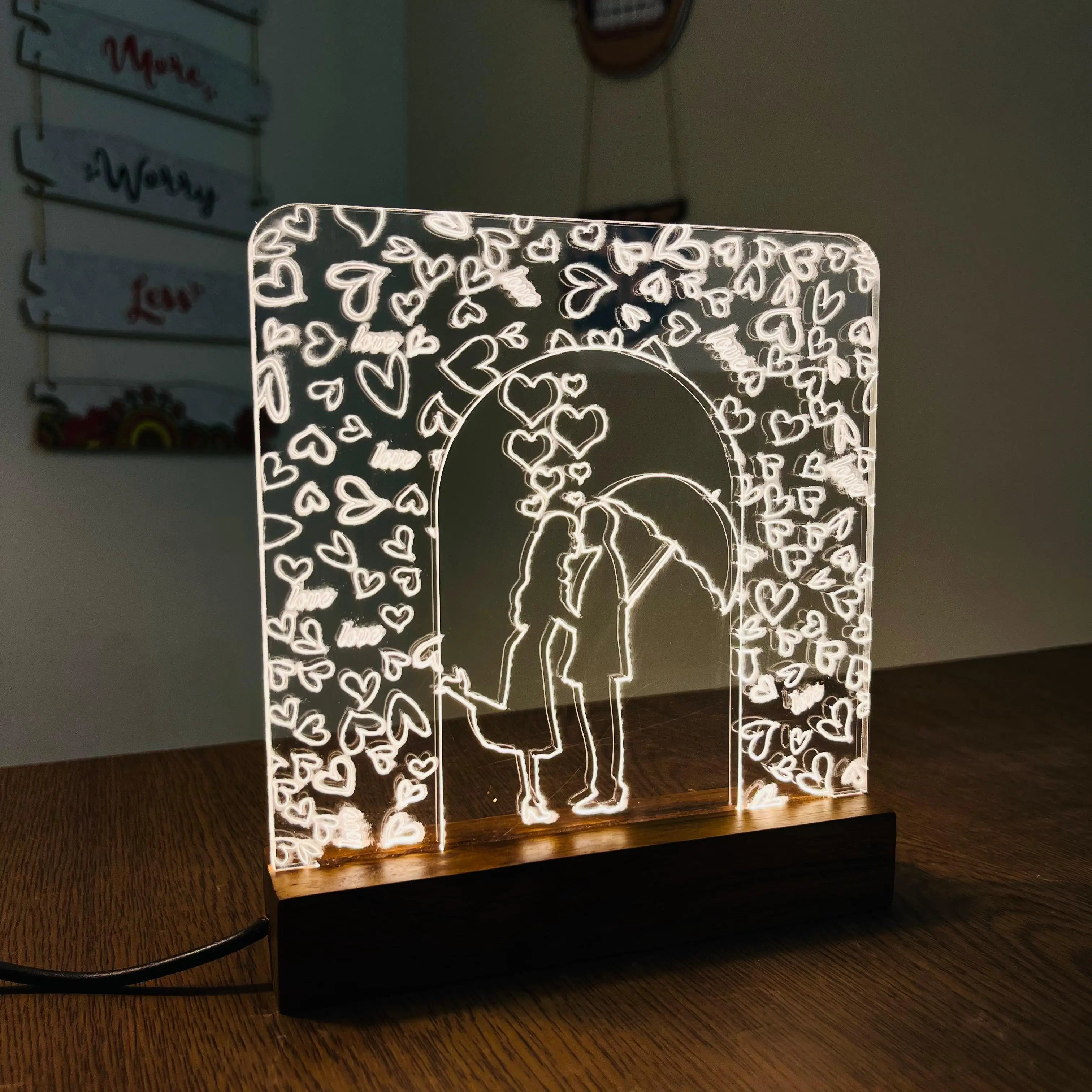 Love Couple acrylic 3D lamp Acrylic Night Lamp For Home/Bedroom/Gift - Harshita Craft