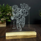 3D Illusion Iron man Night Lamp – Acrylic LED Light with Wooden Base - Harshita Craft