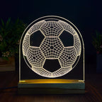 3D Illusion Football Night Lamp – Acrylic LED Light with Wooden Base - Harshita Craft