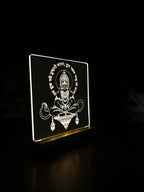 LED Engraved Acrylic Lamp with Lord Hanuman Design - Wooden Base for Spiritual Decor - Harshita Craft