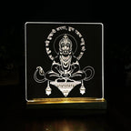 LED Engraved Acrylic Lamp with Lord Hanuman Design - Wooden Base for Spiritual Decor - Harshita Craft