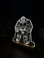 3D Illusion Hulk Night Lamp – Acrylic LED Light with Wooden Base - Harshita Craft