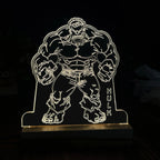 3D Illusion Hulk Night Lamp – Acrylic LED Light with Wooden Base - Harshita Craft