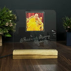 Guru JI Acrylic Photo Frame with Wooden LED Base – Personalized Gift Decor - Harshita Craft