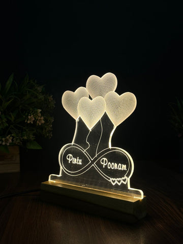 3D Custom Name  Acrylic  Night Lamp – Acrylic LED Light with Wooden Base