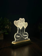 3D Custom Name  Acrylic  Night Lamp – Acrylic LED Light with Wooden Base - Harshita Craft