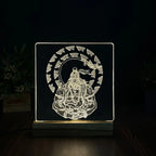 Engraved Acrylic LED Table Lamp with Spiritual Design - Wooden Base - Harshita Craft