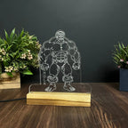 3D Illusion Hulk Night Lamp – Acrylic LED Light with Wooden Base - Harshita Craft