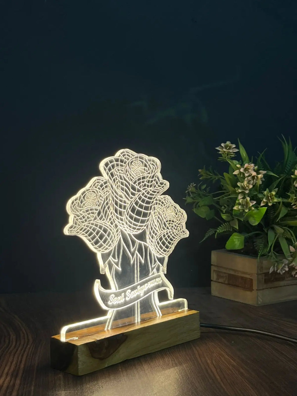 Gifts Personalized 3D Illusion LED Table Lamp Gift for Anniversary, Couples, Night Lamp - Harshita Craft