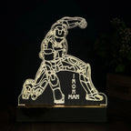 3D Illusion Iron Man Night Lamp – Acrylic LED Light with Wooden Base - Harshita Craft