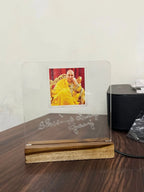 Guru JI Acrylic Photo Frame with Wooden LED Base – Personalized Gift Decor - Harshita Craft