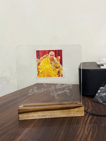 Guru JI Acrylic Photo Frame with Wooden LED Base – Personalized Gift Decor