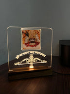 LED Acrylic Table Lamp with Shri Khatu Shyam Ji Design - Wooden Base for Divine Home Decor - Harshita Craft