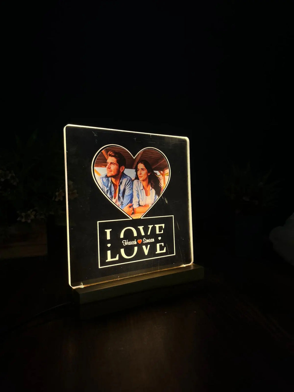 Custom photo night light, personalized Photo Gift, Couple Gift, Gift for Him, Photo Wedding Gift, acrylic lamp with custom photo and name - Harshita Craft