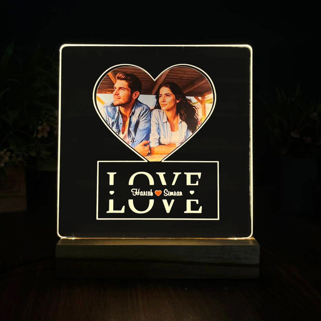 Custom photo night light, personalized Photo Gift, Couple Gift, Gift for Him, Photo Wedding Gift, acrylic lamp with custom photo and name - Harshita Craft