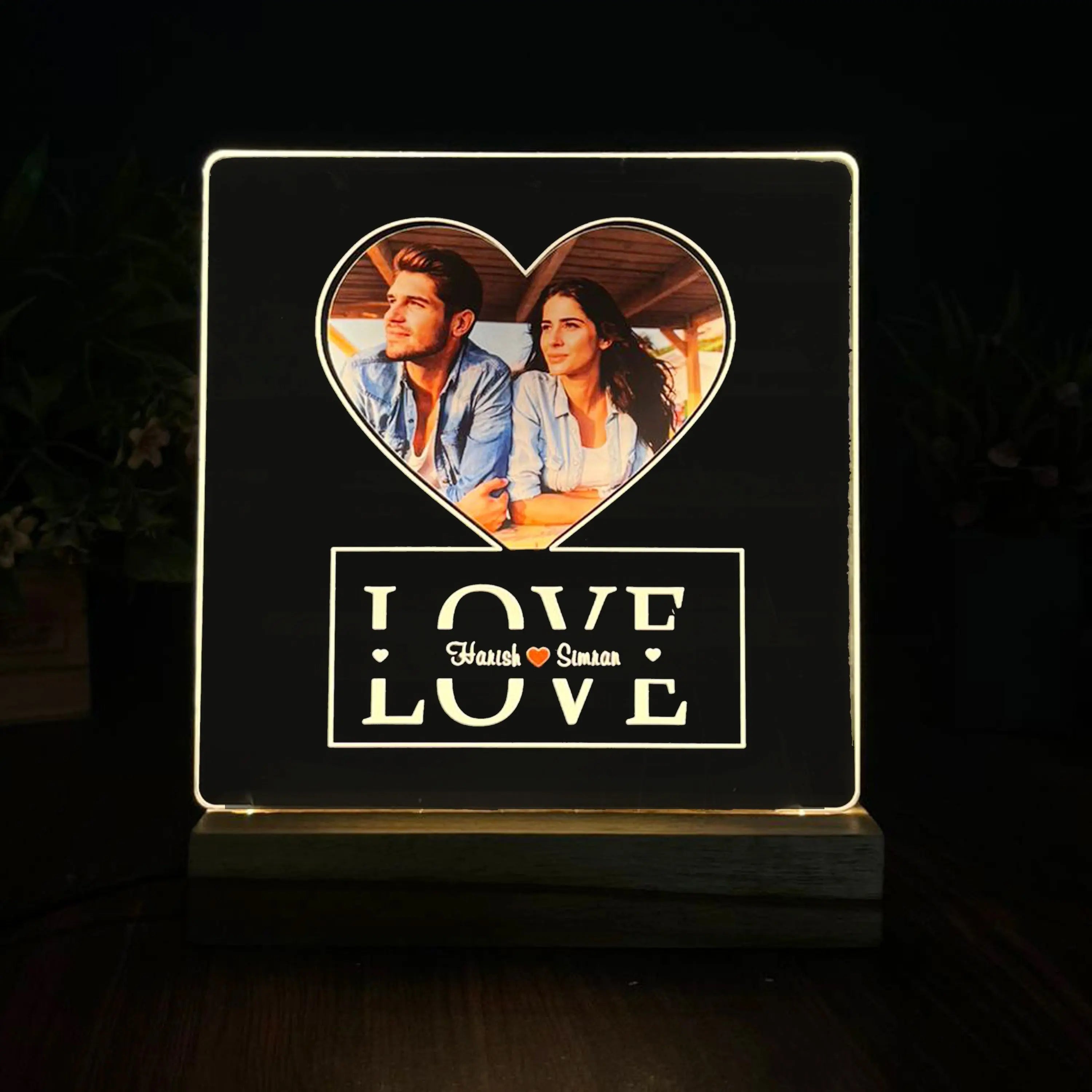 Custom photo night light, personalized Photo Gift, Couple Gift, Gift for Him, Photo Wedding Gift, acrylic lamp with custom photo and name - Harshita Craft