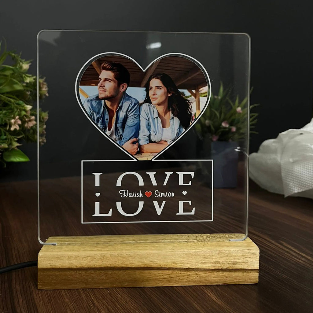 Custom photo night light, personalized Photo Gift, Couple Gift, Gift for Him, Photo Wedding Gift, acrylic lamp with custom photo and name - Harshita Craft