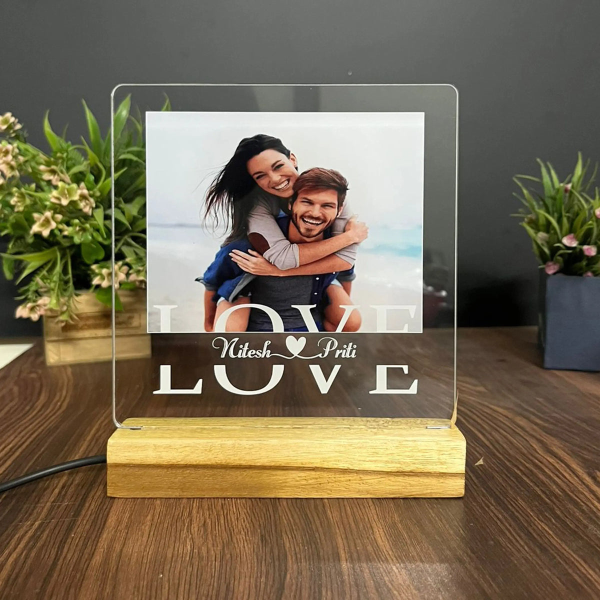 Custom couples photo plaque gift for boyfriend, Personalized cute couples gift, 1 year anniversary gifts for boyfriend and girlfirend - Harshita Craft
