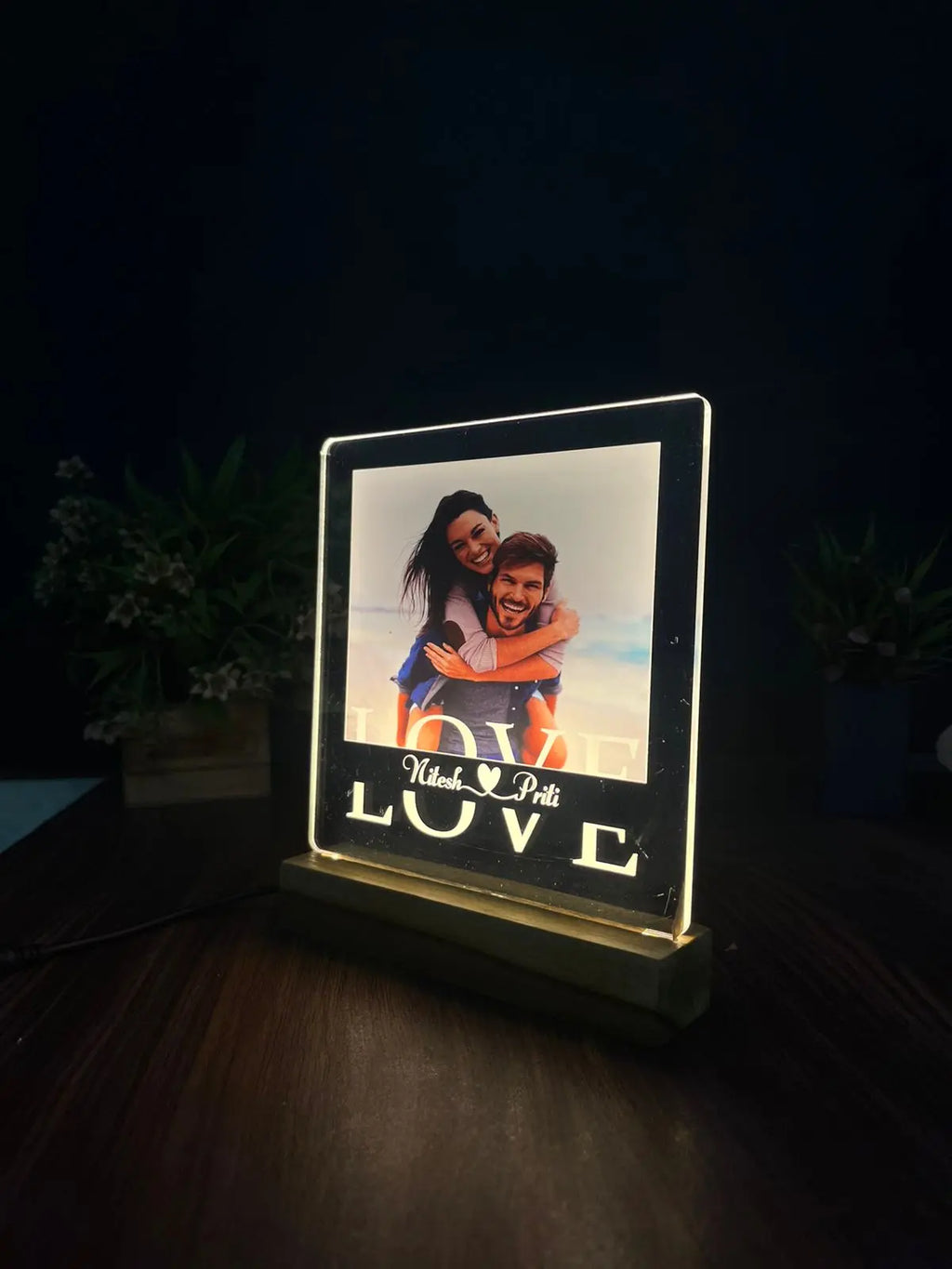 Custom couples photo plaque gift for boyfriend, Personalized cute couples gift, 1 year anniversary gifts for boyfriend and girlfirend - Harshita Craft