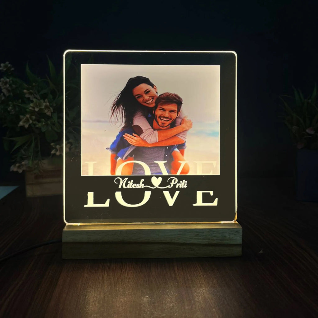 Custom couples photo plaque gift for boyfriend, Personalized cute couples gift, 1 year anniversary gifts for boyfriend and girlfirend - Harshita Craft