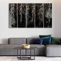 Willow Branches with Gold Butterflies Wall Painting of Five Pieces DECORMANTRA