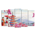 Women in Kimono Canvas Wall Painting Set of Five DECORMANTRA