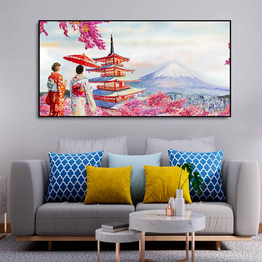 Women in Kimono Canvas Wall Painting DECORMANTRA