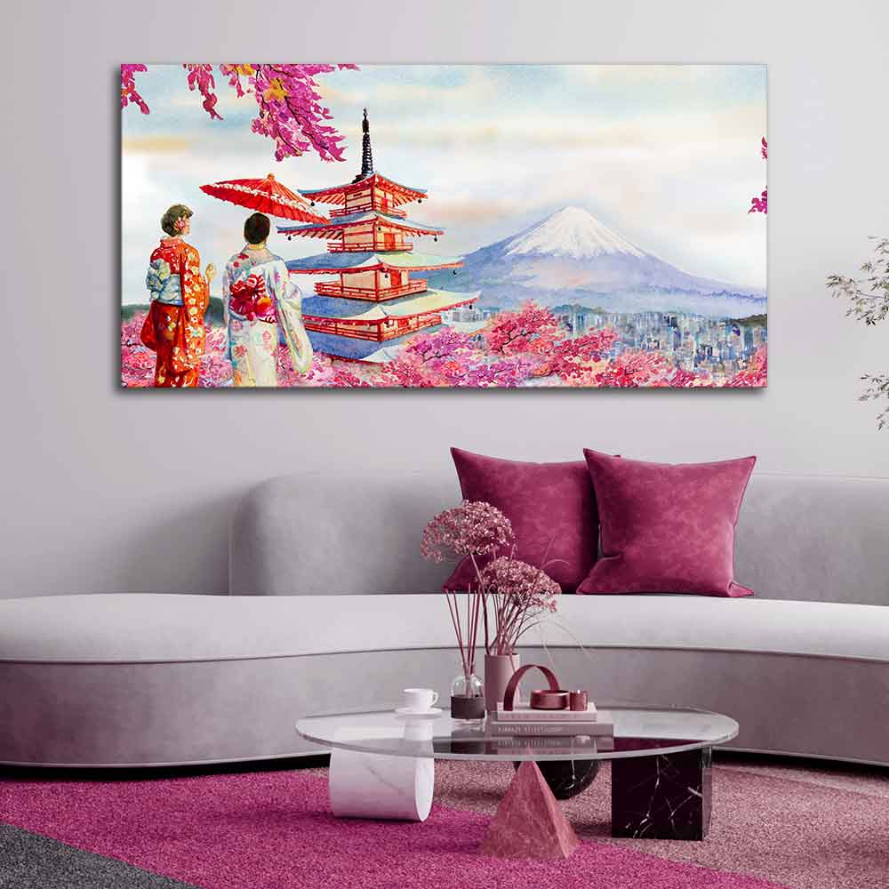 Women in Kimono Canvas Wall Painting DECORMANTRA