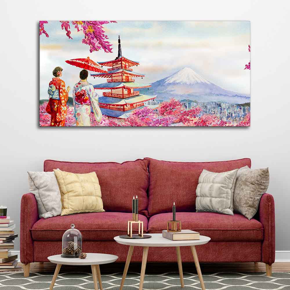 Women in Kimono Canvas Wall Painting DECORMANTRA
