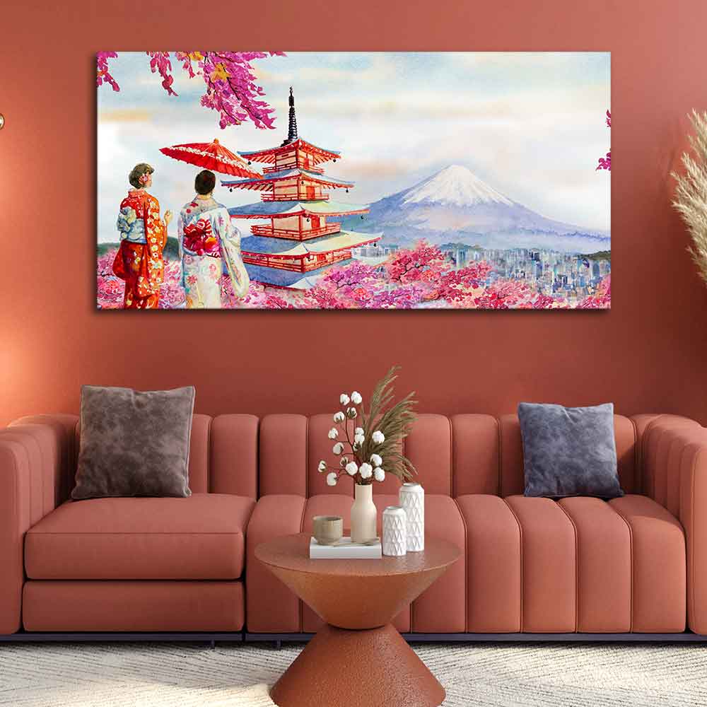 Women in Kimono Canvas Wall Painting DECORMANTRA