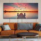 Wooden Jetty in Sunset Canvas wall Painting Decor Mantra