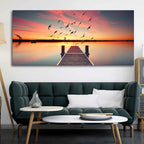 Wooden Jetty in Sunset Canvas wall Painting Decor Mantra