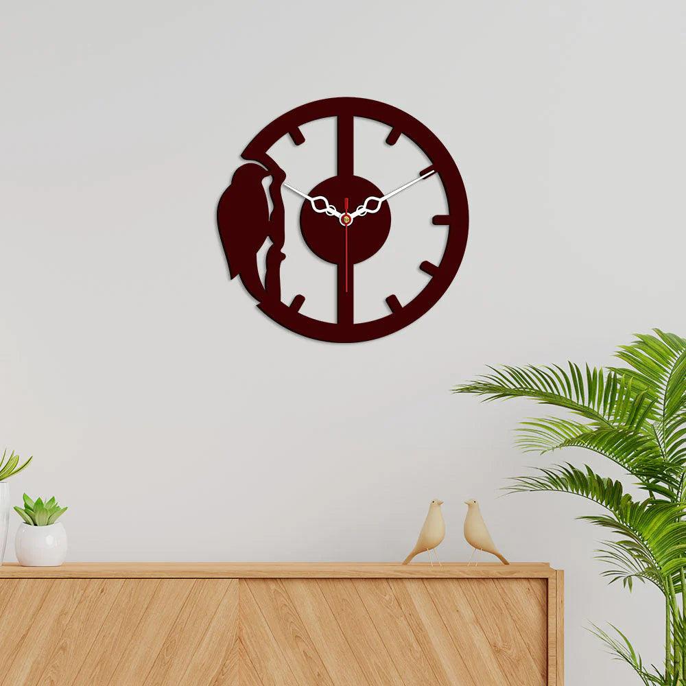 Woodpecker Designer Wooden Wall Clock - Decor Mantra 
