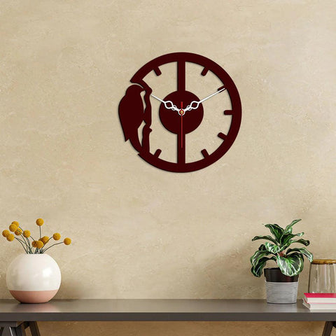 Woodpecker Designer Wooden Wall Clock - Decor Mantra 