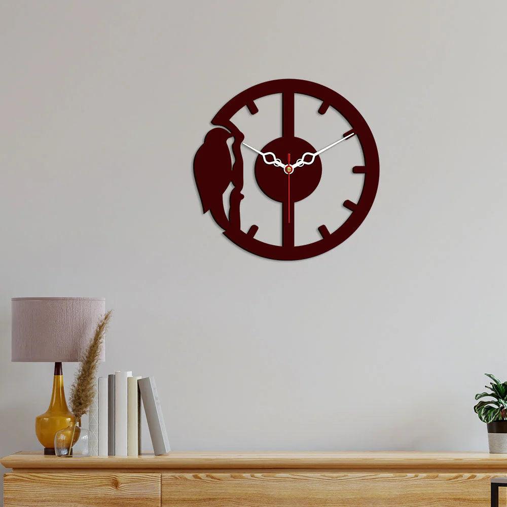 Woodpecker Designer Wooden Wall Clock - Decor Mantra 