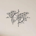 World Map With Direction Metal Wall Art - Decor Mantra 