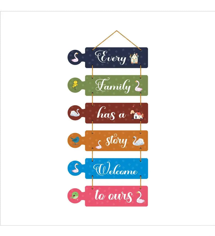 Family Quotes Decorative Wall Art MDF Wooden Wall Hanger for Living Room | Bedroom | Home Decor | Gifts | Wood Hangings for Home Decoration | Modern Artworks (WH_6004N), Set of 6 - Decor Mantra 