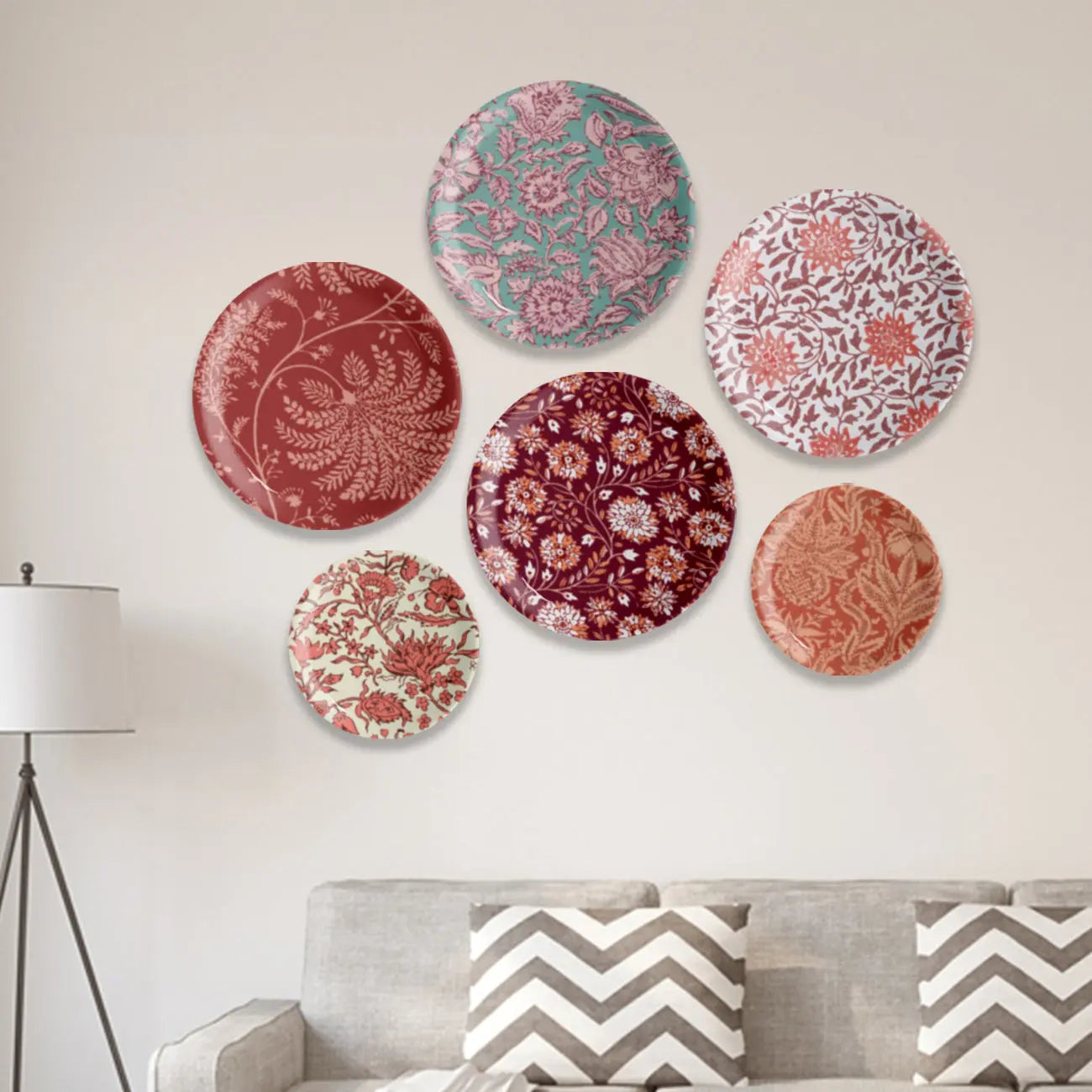 Ethnic Floral Design Wall Plate - Harshita Craft