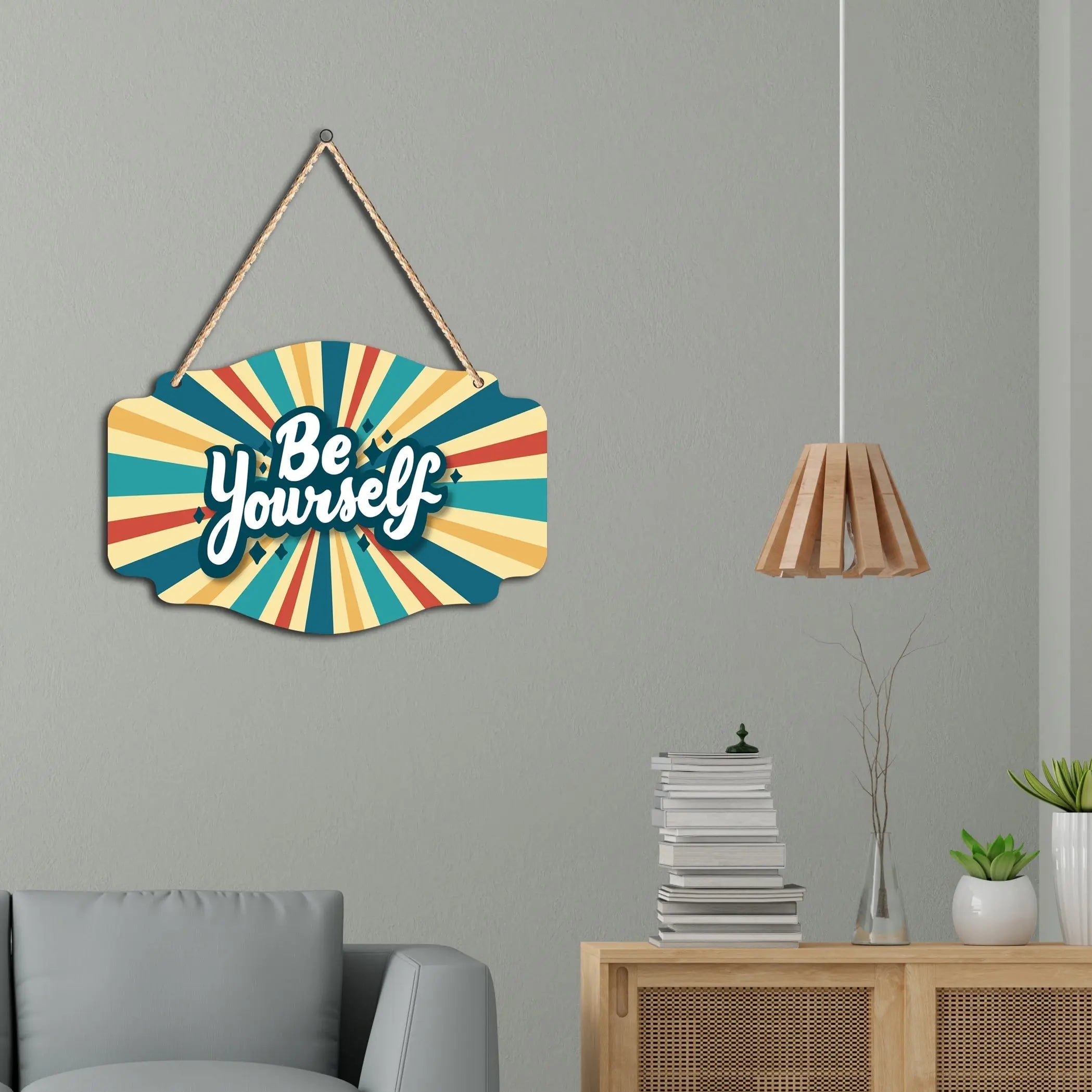 Be Yourself Quote Wooden Wall Hanger for Home|Office|Living Room|Gift - Harshita Craft