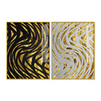 Golden Patterns Acrylic Floating Wall Painting Set of 2 - Decor Mantra 