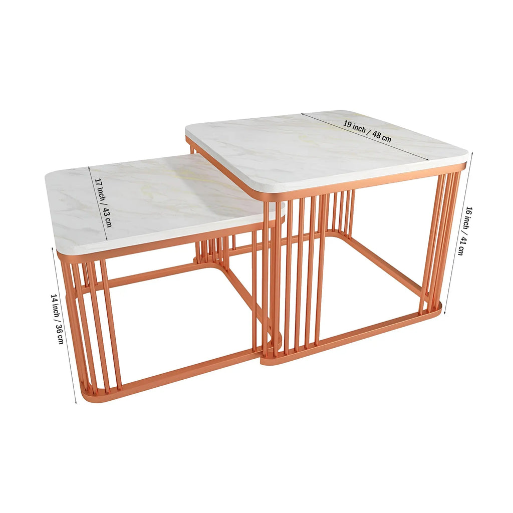 Square Copper Tethered Nesting Table Set of 2 DECORMANTRA