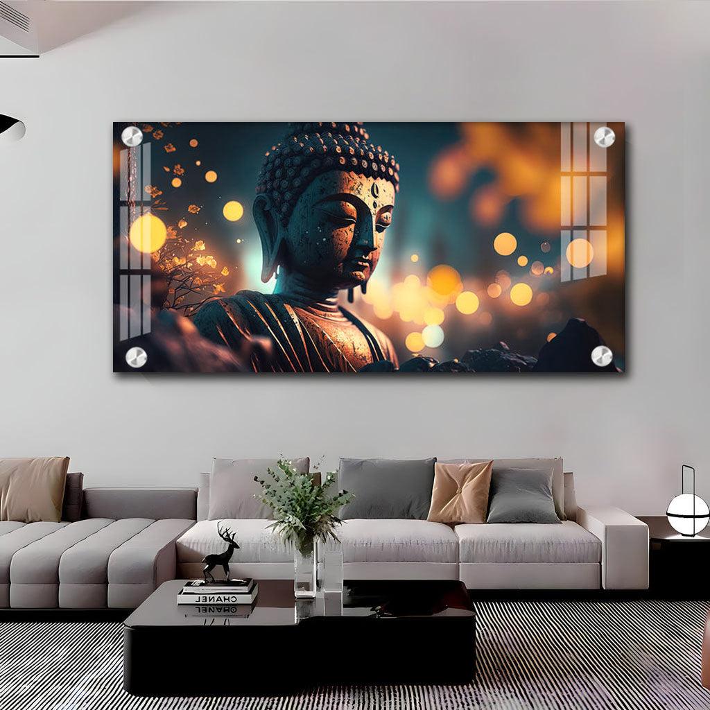 Buddha Pondering Premium Acrylic Horizontal Wall Art - Decor Mantra 