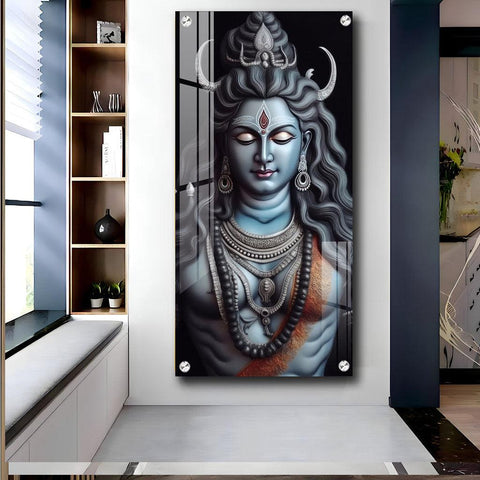 Majestic Shiv Shankar Premium Acrylic Vertical Wall Art - Decor Mantra 